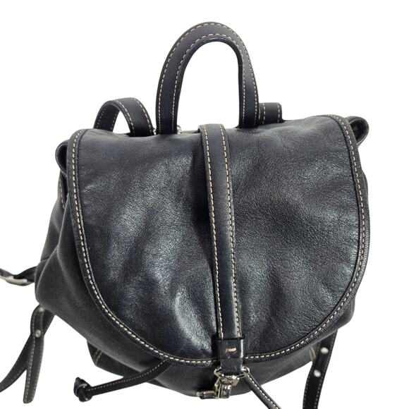 Vintage Coach Studio Legacy Backpack Black Mini Bag Y2K Leather Drawstring 9368 - Picture 2 of 14